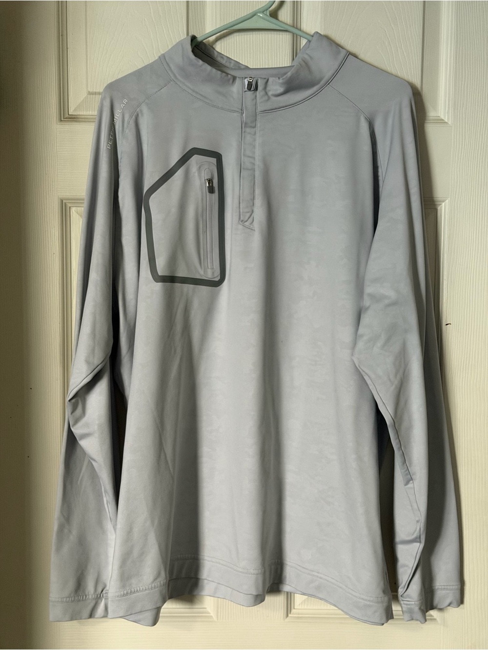Peter Millar Light Gray Long-Sleeve Quarter-Zip Pullover